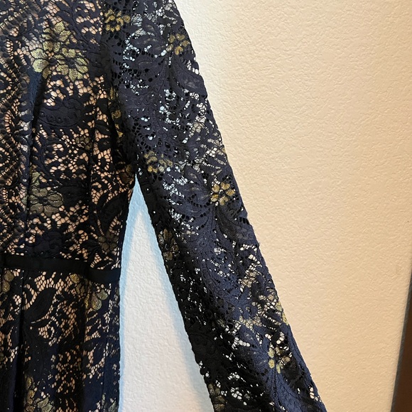 Maggy London Nadia Lace Midi Dress Black & Nude Size 14 - Picture 10 of 11